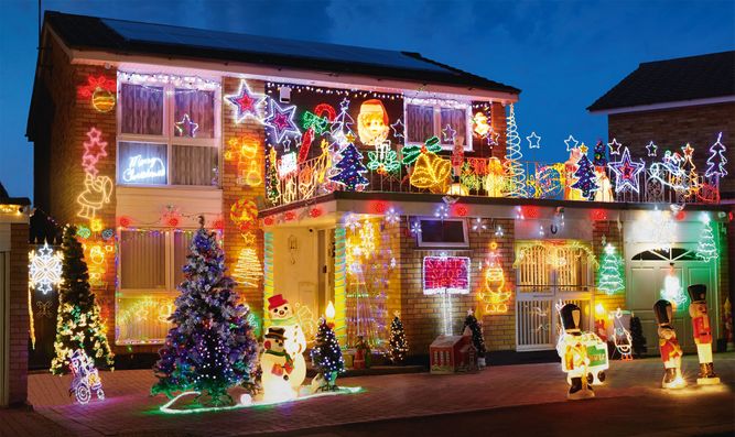 Christmas lights on a house