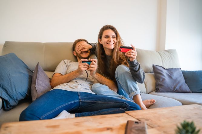 Couple playing video games