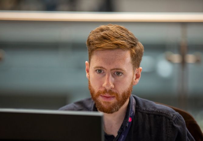 Man working at a computer